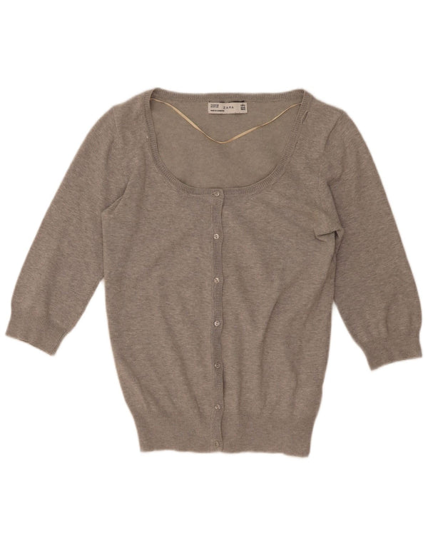 Zara Cardigan à manches 3/4 pour femme UK 18 XL Gris moucheté