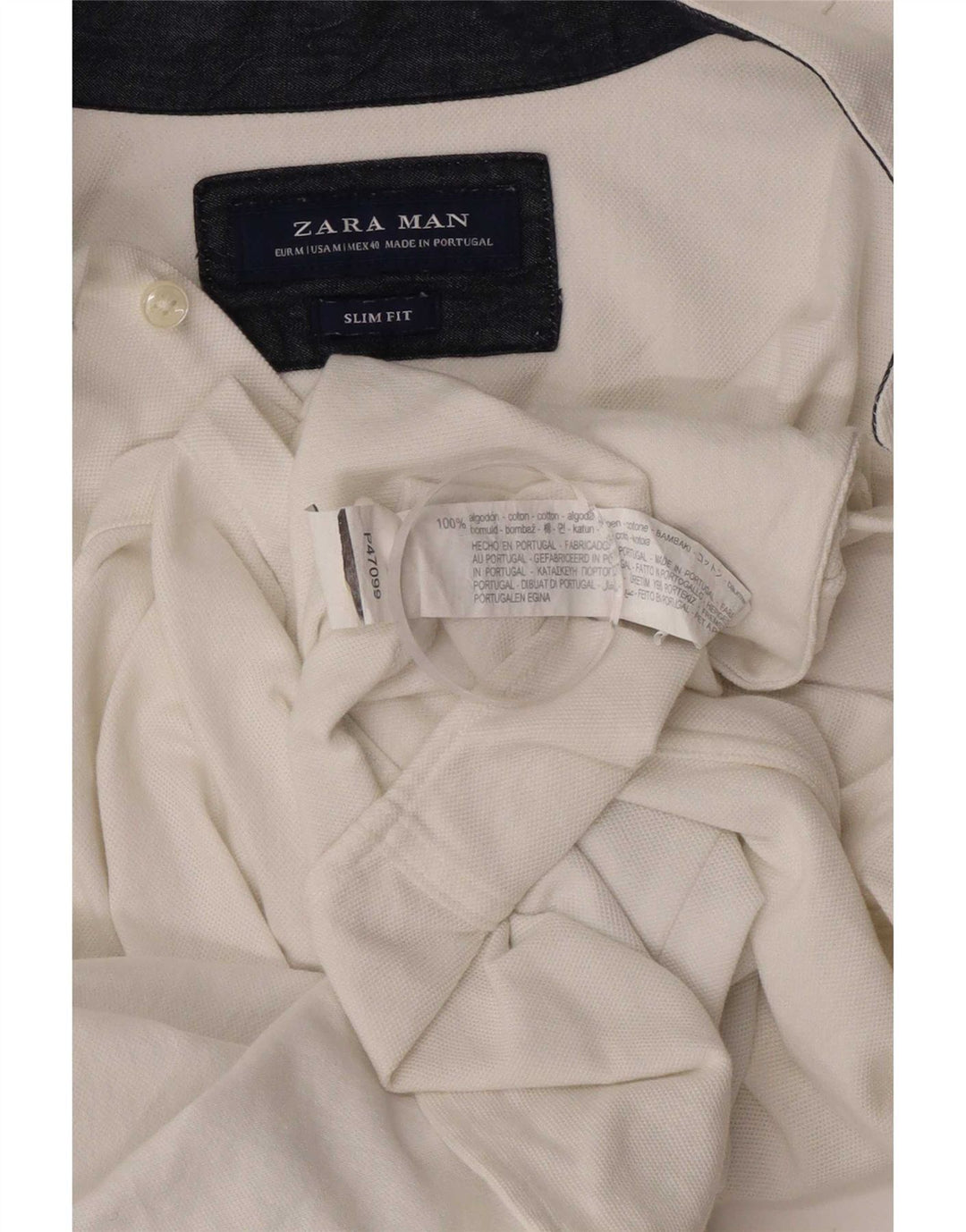 Zara Chemise Slim Fit À Manches Courtes Homme Blanc Moyen Coton