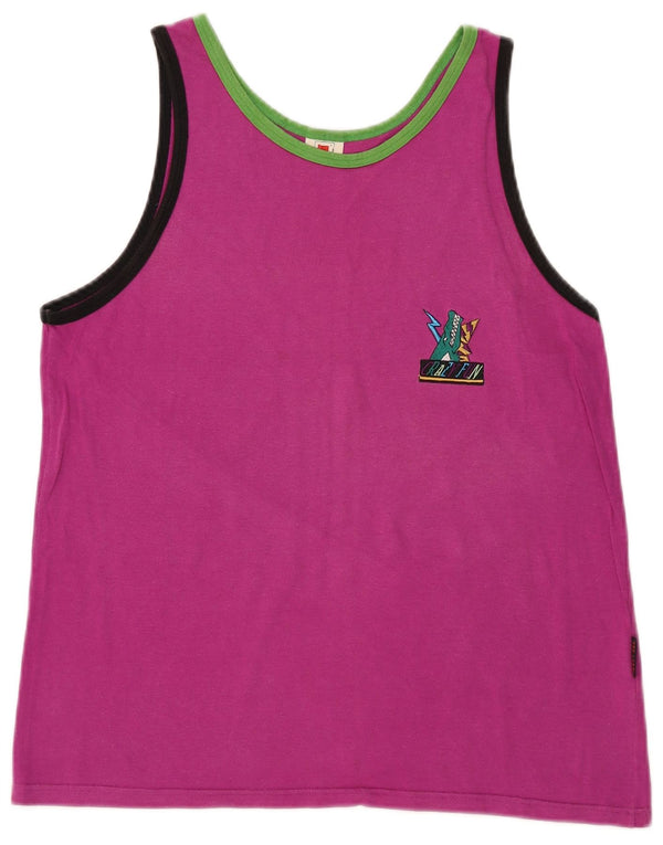 VINTAGE Débardeur Femme IT 48 XL Coton Rose