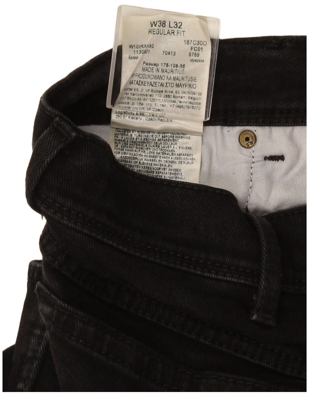 Wrangler Jean droit coupe régulière pour homme W38 L32 en coton noir