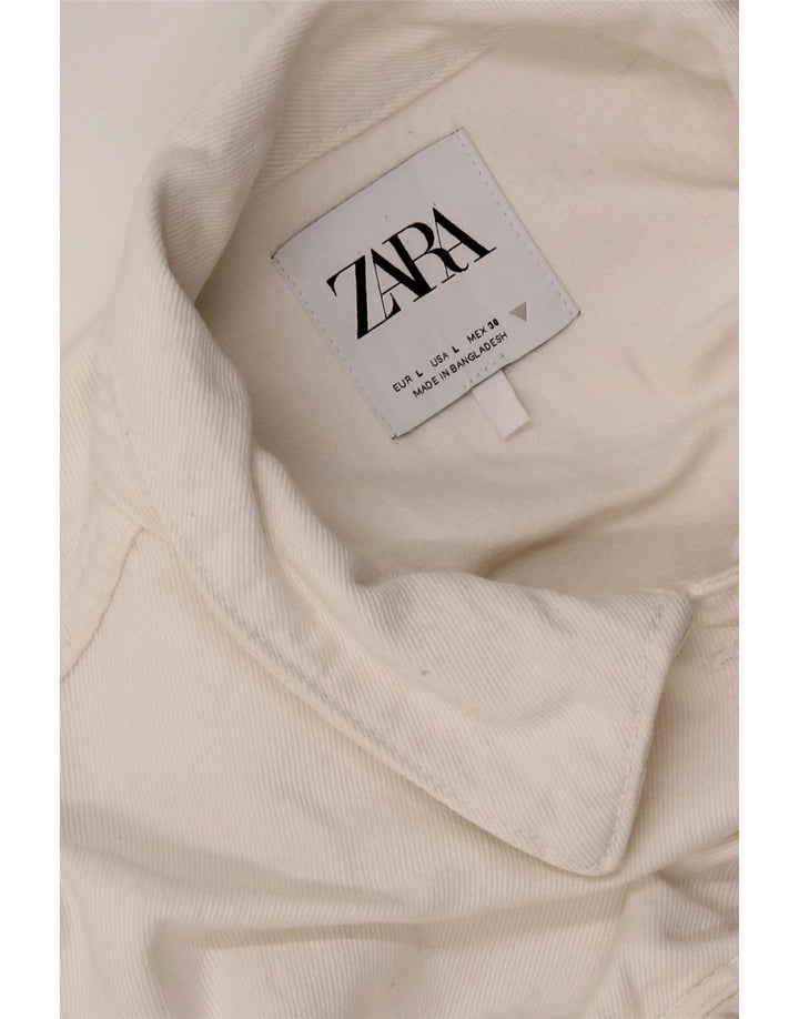 Zara Combinaison en jean pour femme UK 14 Grand coton blanc