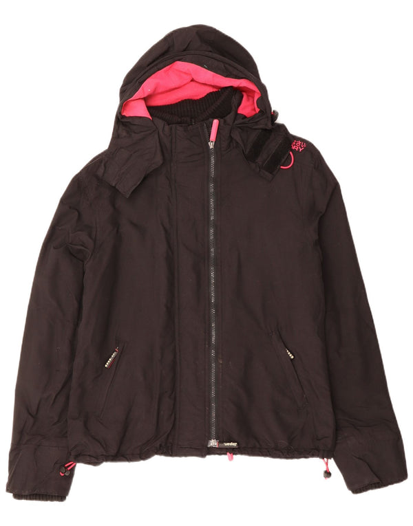 SUPERDRY Veste coupe-vent à capuche Windcheater pour femme UK 18 XL Nylon noir