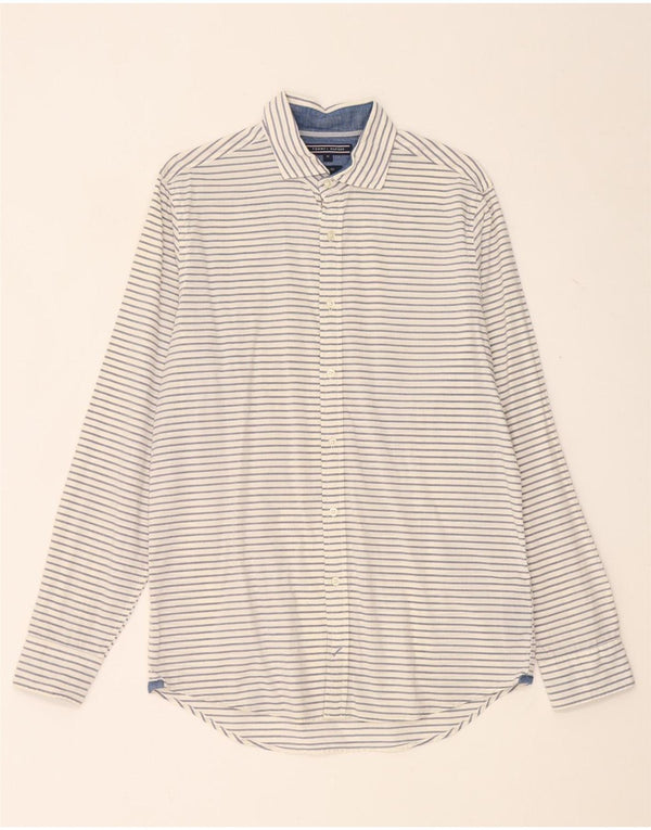 Tommy Hilfiger Chemise Slim Fit pour Femme UK 14 Coton Rayé Blanc Moyen