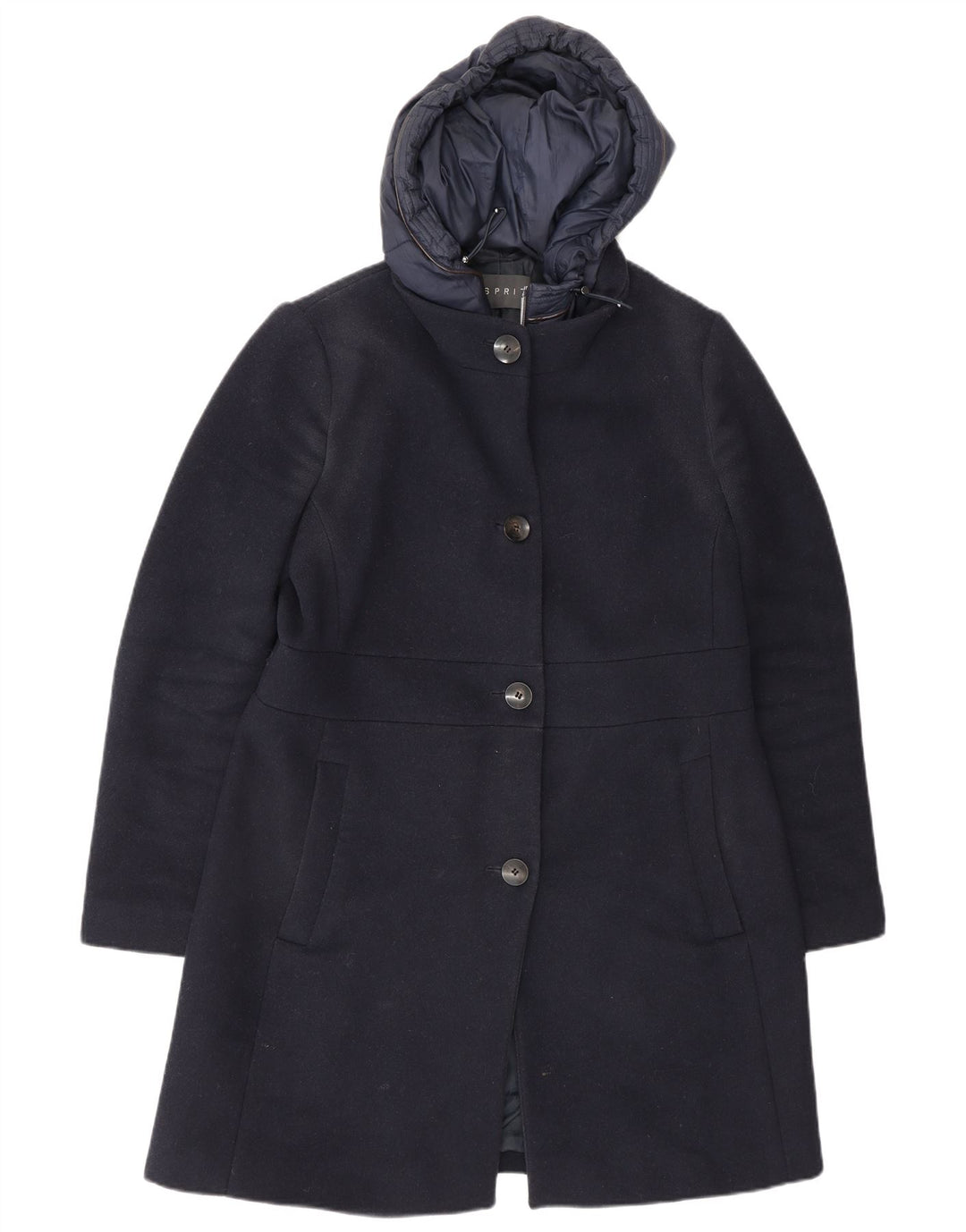 Esprit Manteau à capuche pour femme UK 16 Large Bleu Marine Polyester