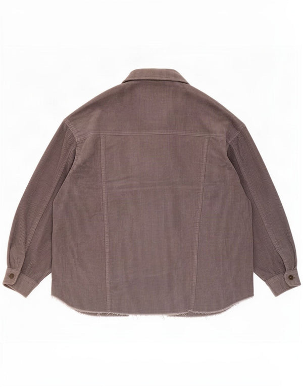 Zara Veste surdimensionnée en velours côtelé pour femme UK 16 Grand coton gris