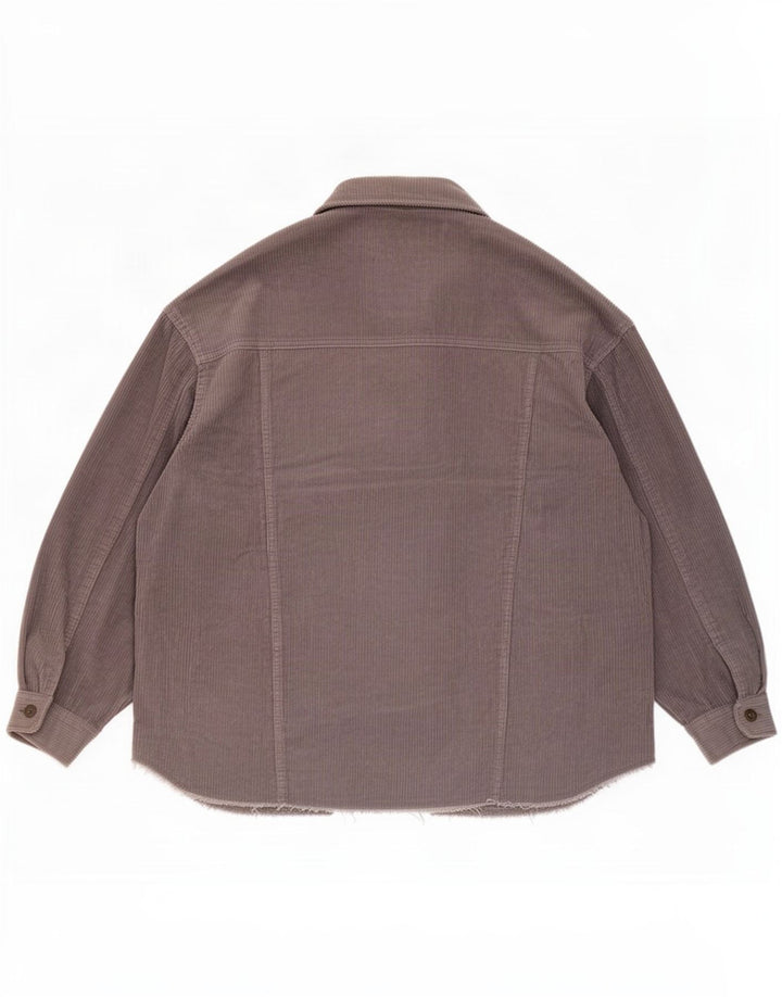 Zara Veste surdimensionnée en velours côtelé pour femme UK 16 Grand coton gris