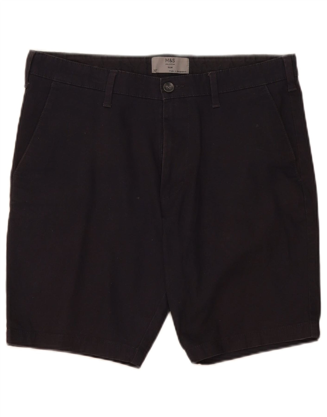 Marks & Spencer Short Chino Homme W32 Bleu Marine Moyen Coton