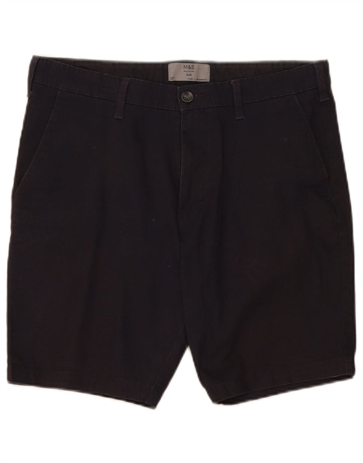 Marks & Spencer Short Chino Homme W32 Bleu Marine Moyen Coton