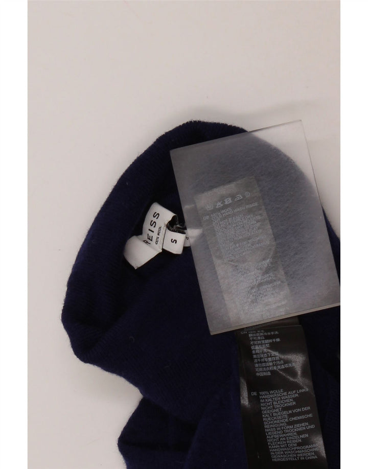 REISS Femme Pull Col Roulé UK 8 Petit Bleu Marine Laine