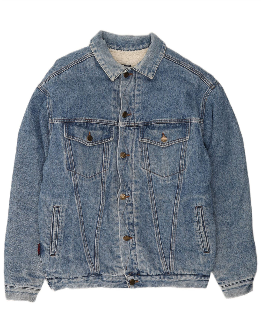 vintage Mens Denim Sherpa Veste UK 40 Grand Bleu