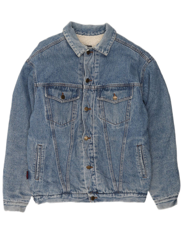 vintage Mens Denim Sherpa Veste UK 40 Grand Bleu