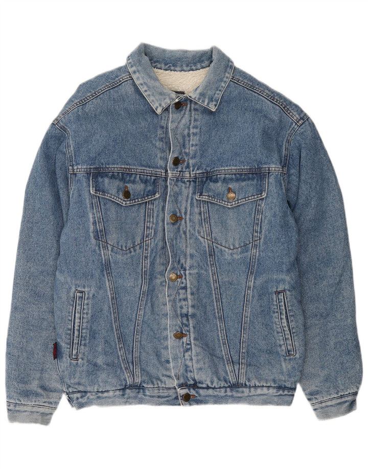 vintage Mens Denim Sherpa Veste UK 40 Grand Bleu