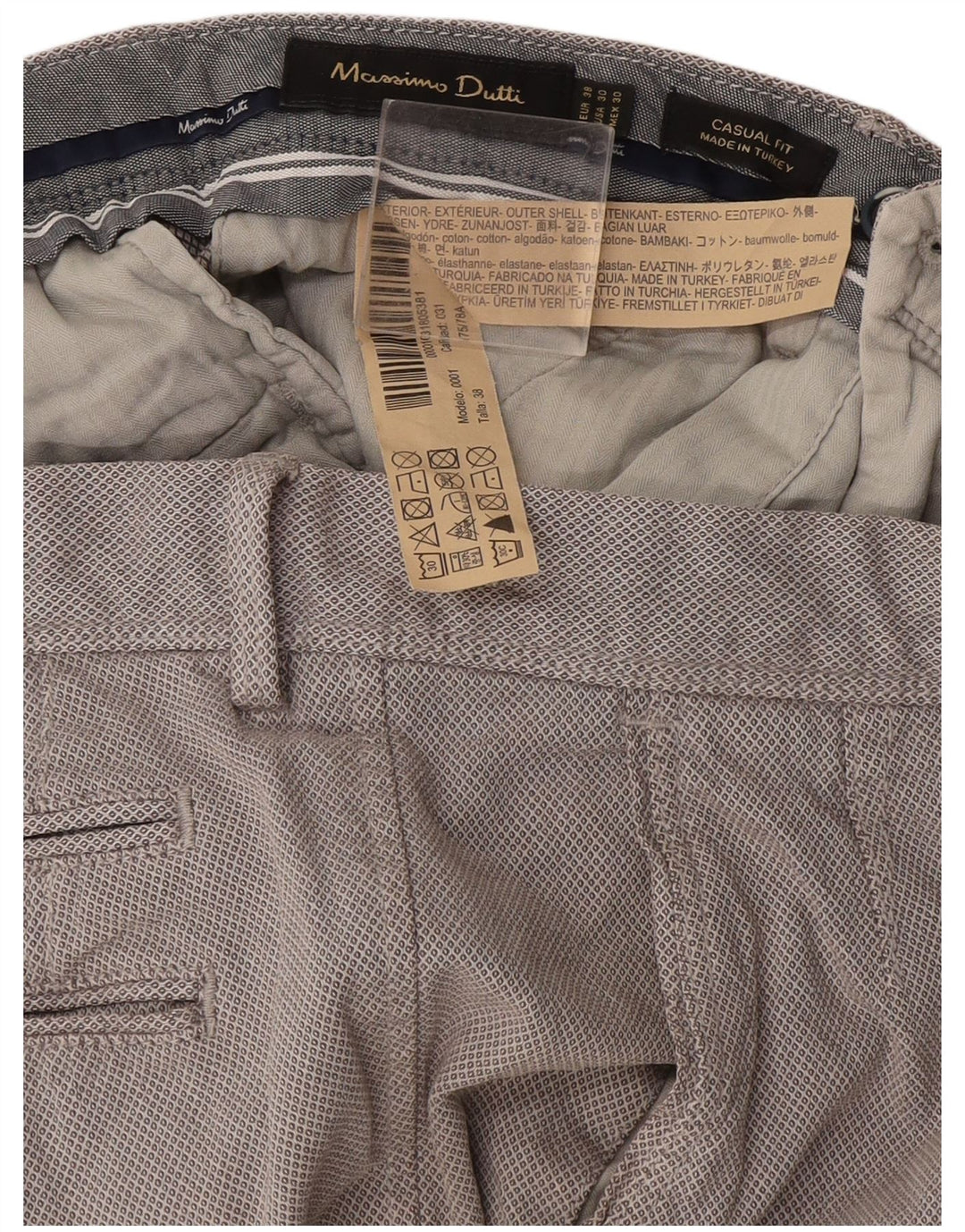 Massimo Dutti Pantalon Chino Homme EU 38 Small W30 L29 Gris Argyle/Diamant