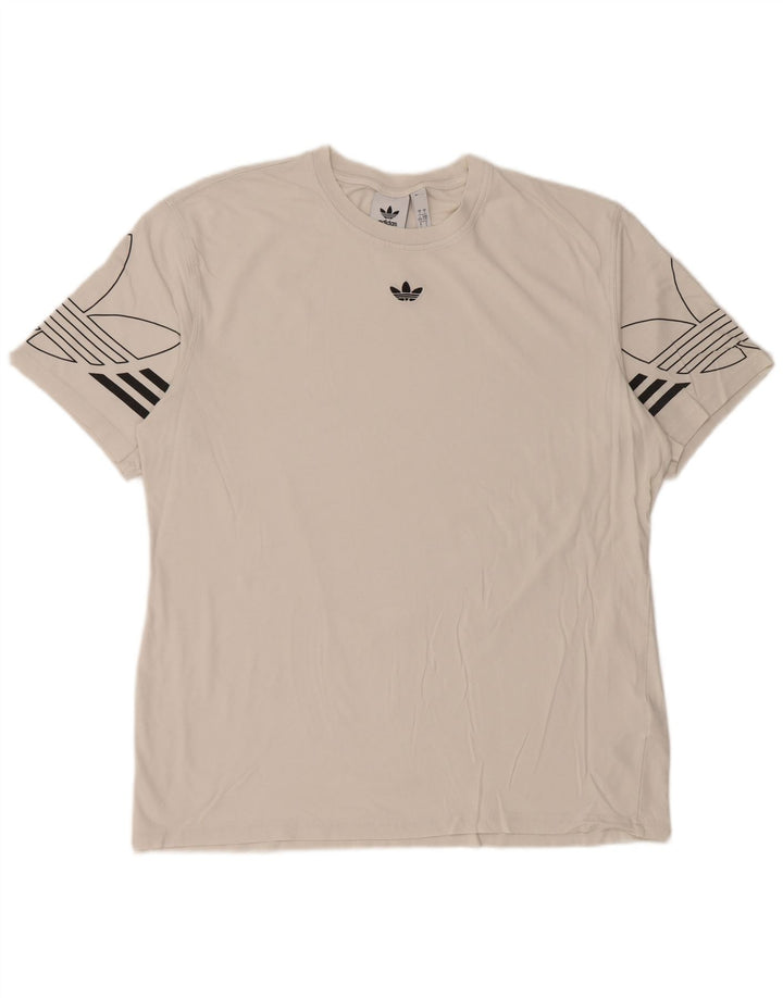 Adidas T-shirt graphique pour hommes, grand, en coton blanc