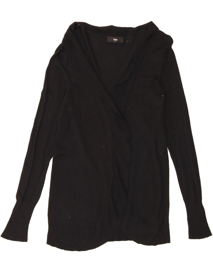 MOSSIMO Womens Longline Open Cardigan Sweater UK 12 Medium Black Nylon Vintage Mossimo and Second-Hand Mossimo from Messina Hembry 