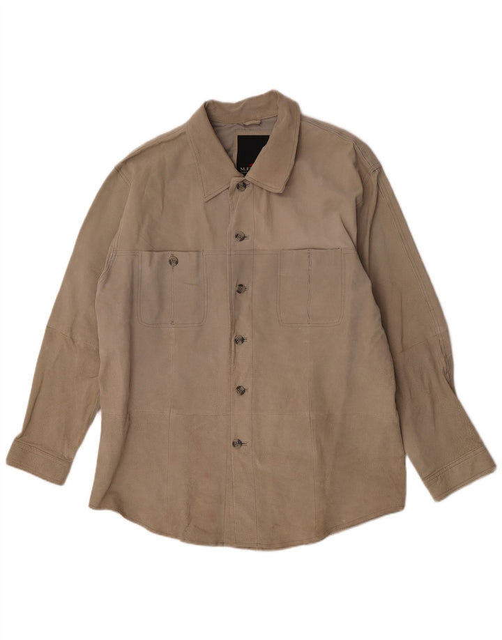 M. Flues Surchemise Homme Chemise En Daim Large Cuir Beige