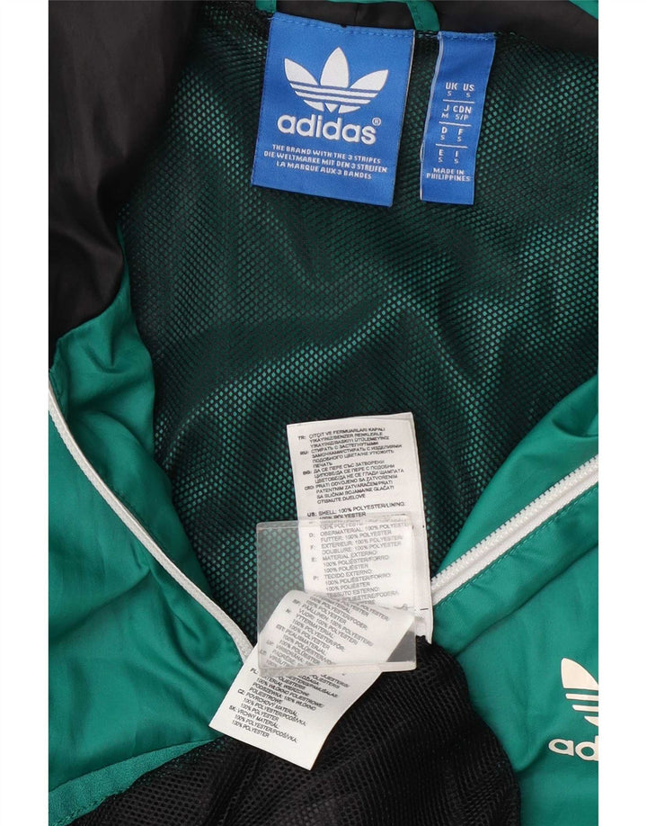 Adidas Veste de pluie à capuche pour homme UK 36 Petit Vert Colorblock Polyester