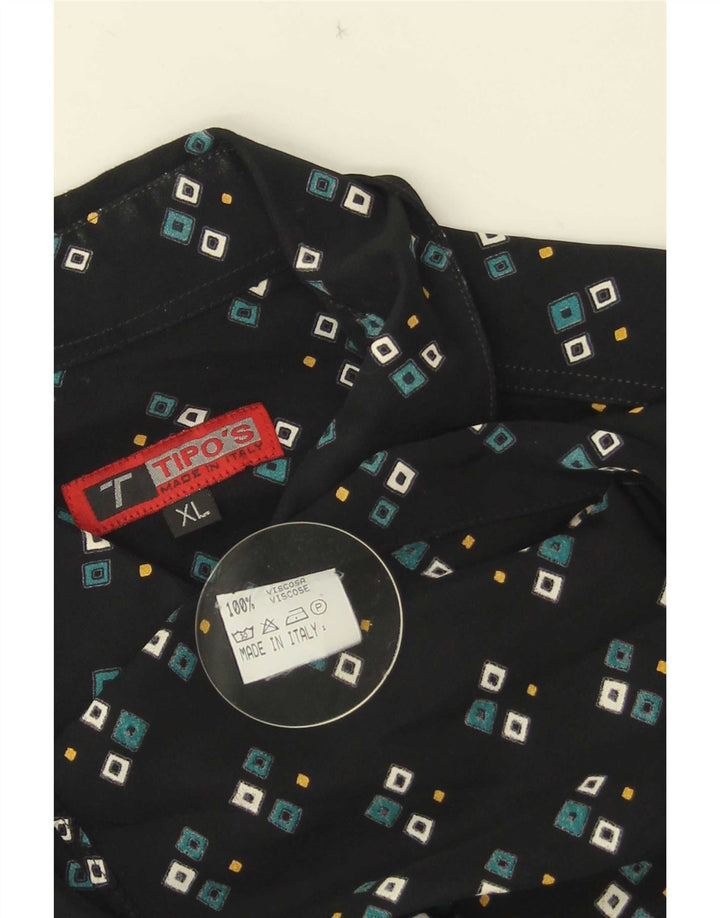 Tipo' S Chemise Manches Courtes Homme XL Noir Géométrique Viscose