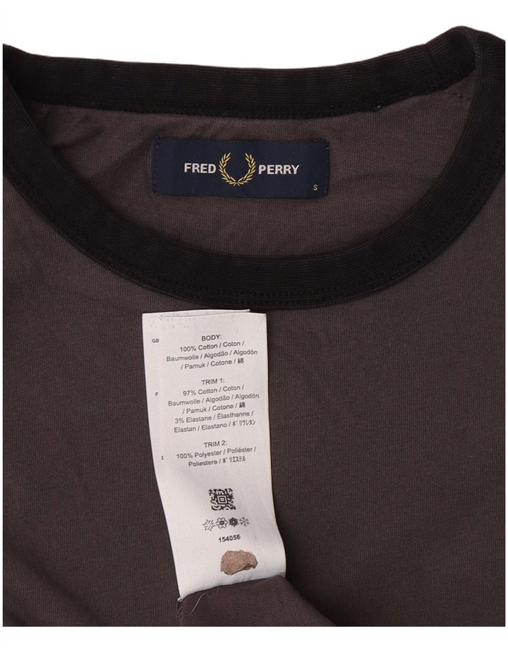 FRED PERRY Mens Graphic T-Shirt Top Small Grey Cotton