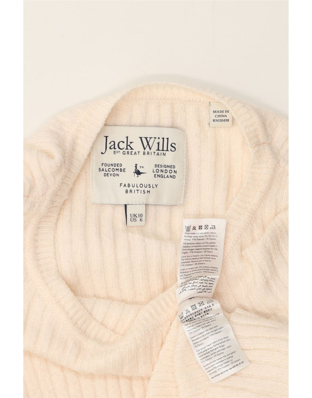 Jack Wills Haut Chemisier Femme UK 10 Petit Polyester Blanc Cassé