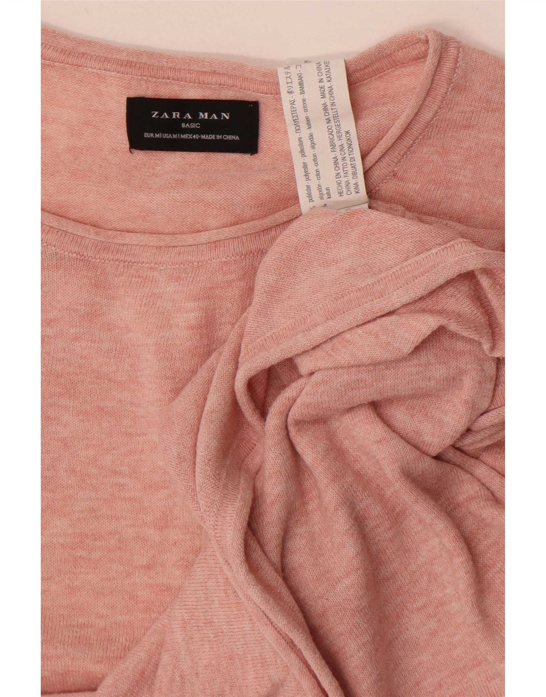 Zara Homme T-Shirt Top Rose Moyen Moucheté Polyester