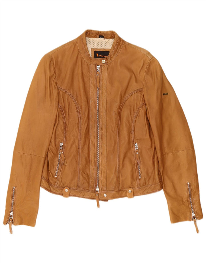 veste en cuir biker femme vintage EU 40 Beige moyen