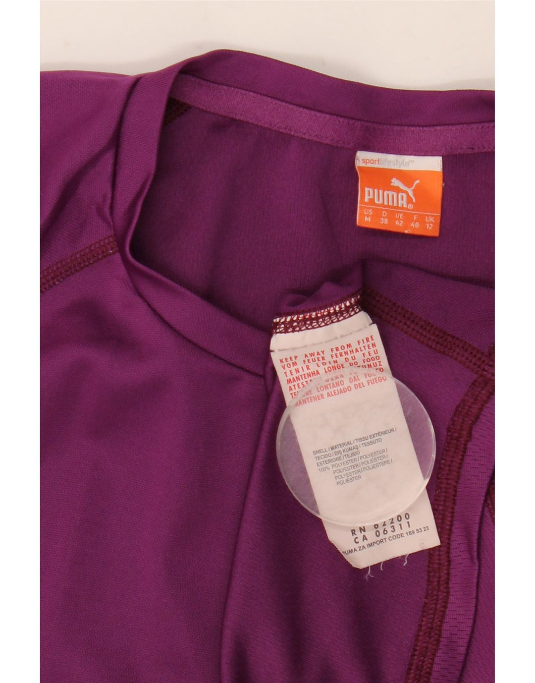 PUMA T-Shirt Femme UK 12 Violet Moyen Polyester