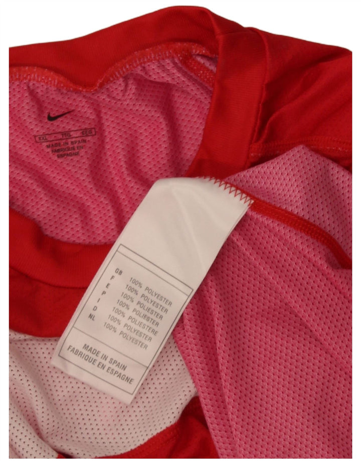 Nike Haut graphique à manches longues pour homme 2XL Rouge Colorblock Polyester