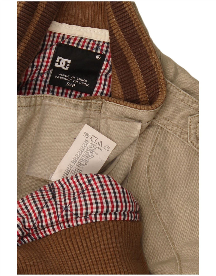 DC Mens Military Bomber Jacket UK 36 Small Beige Cotton