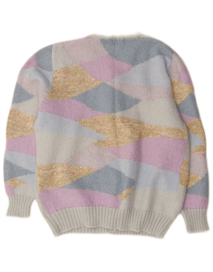 vintage Womens Cardigan Sweater UK 14 Moyen Multicolore Nouveauté