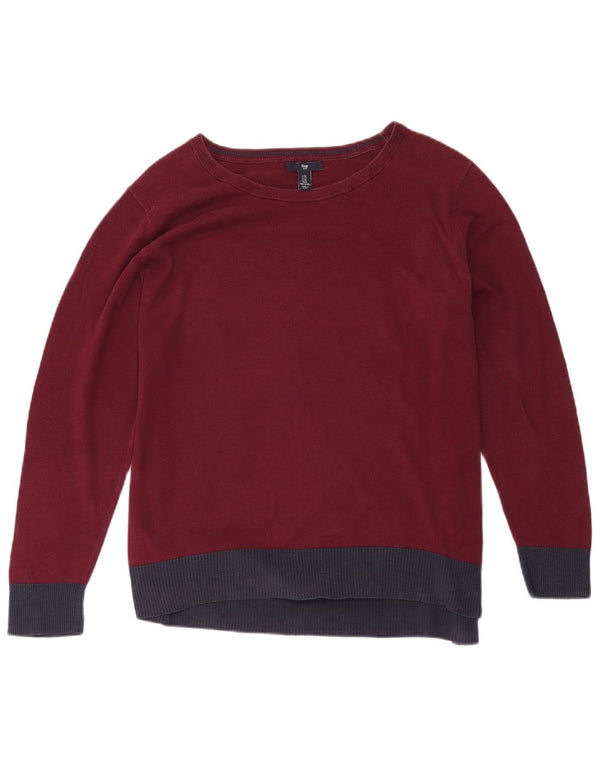 Gap Pull Col Bateau Femme UK 18 XL Coton Colorblock Bordeaux