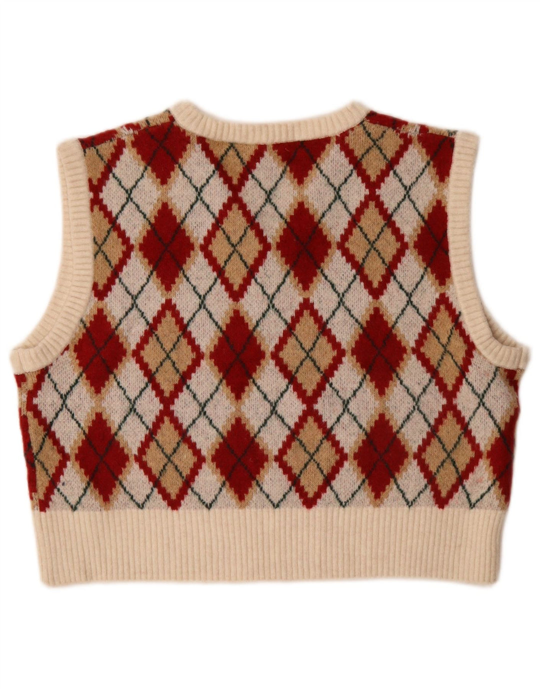 Zara Womens Crop Vest Débardeur UK 14 Moyen Multicolore Argyle/Diamant