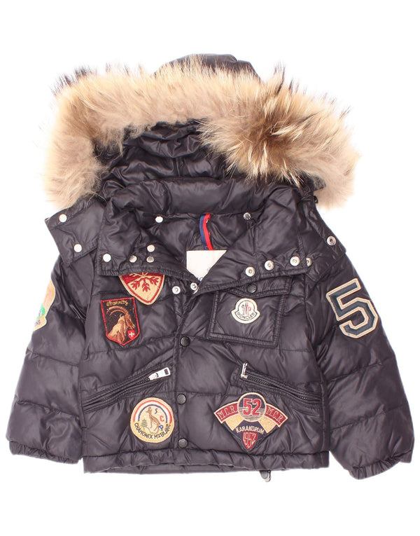 Moncler Baby Boys Graphic Hooded Padded Jacket 18-24 Months Black Nylon