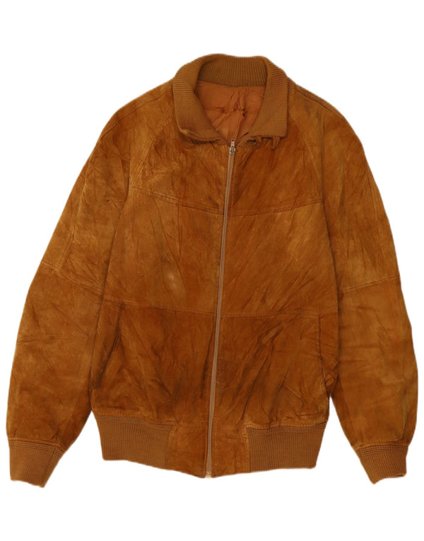 VINTAGE Veste bomber en daim pour homme UK 38 Beige moyen