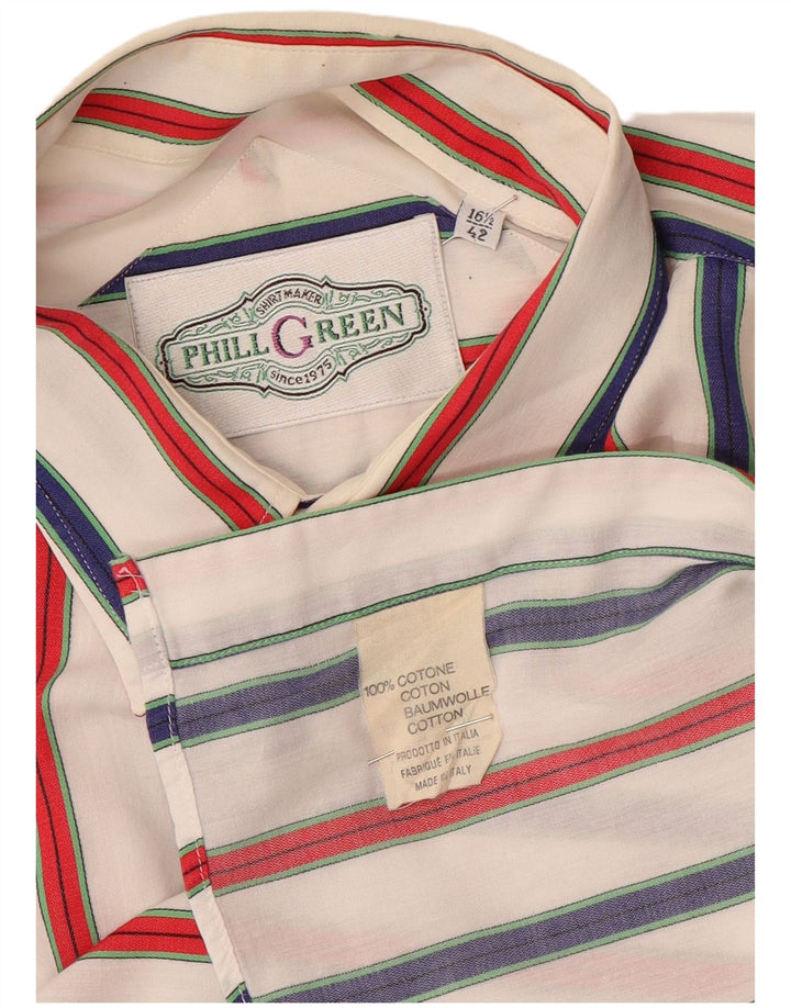 VINTAGE Chemise Homme Taille 16 1/2 42 Grand Coton Rayé Multicolore