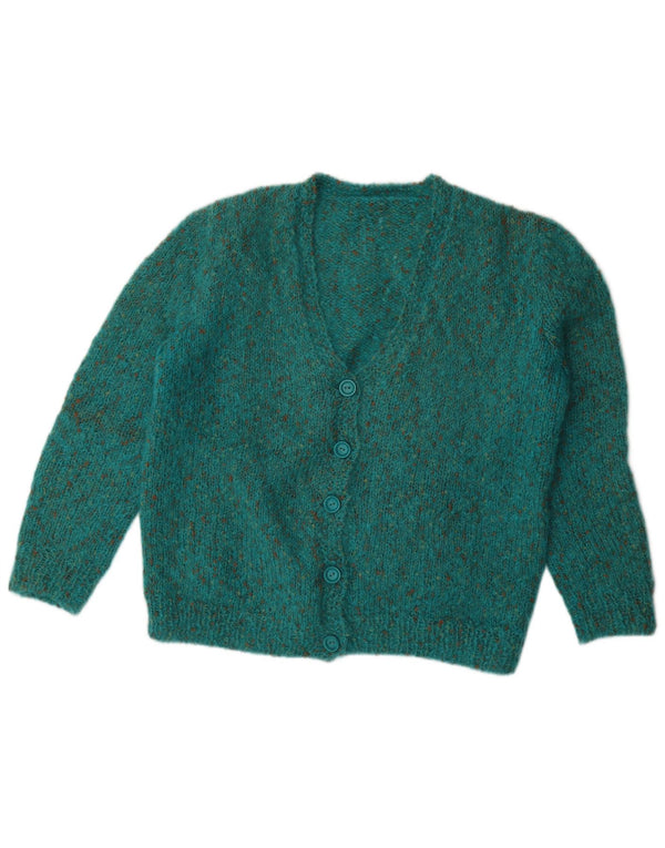 vintage Femme Cardigan Oversize Pull UK 18 XL Vert Moucheté