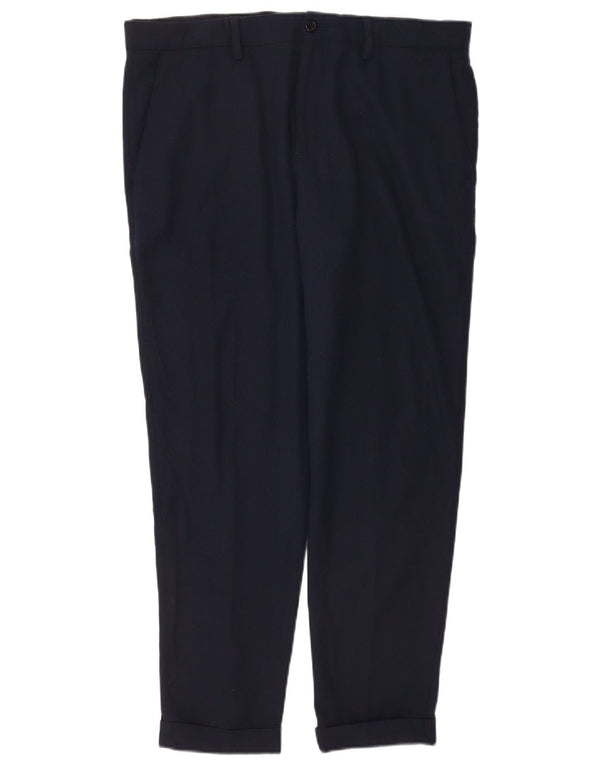 Zara Pantalon de costume slim pour homme EU 44 Large W34 L30 Bleu marine Polyester