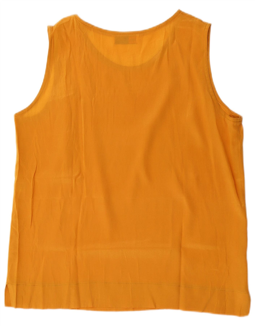 vintage Femme Blouse Sans Manches Top UK 14 Acétate Jaune Moyen