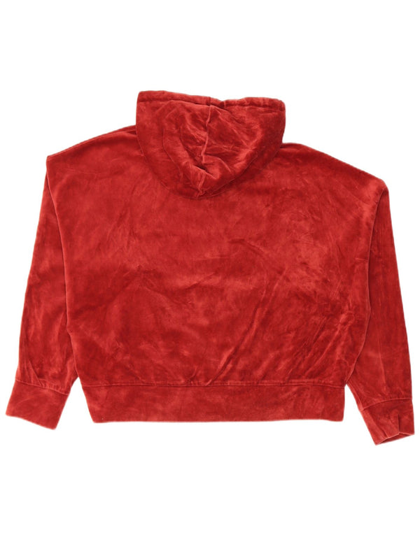 Puma Pull à capuche court surdimensionné en velours pour femme UK 14 Rouge moyen Coton