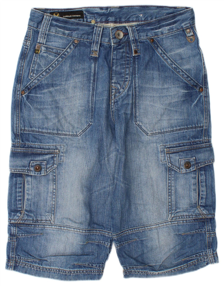 vintage Mens Cargo Denim Shorts W30 Coton Bleu Moyen