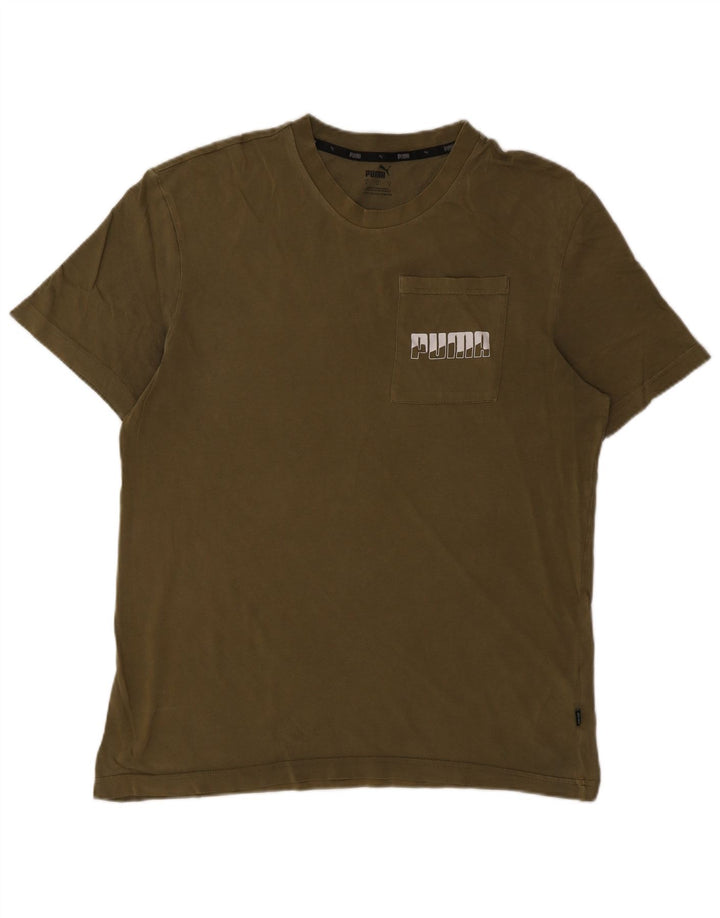 Puma T-Shirt Graphique Homme Petit Kaki Coton