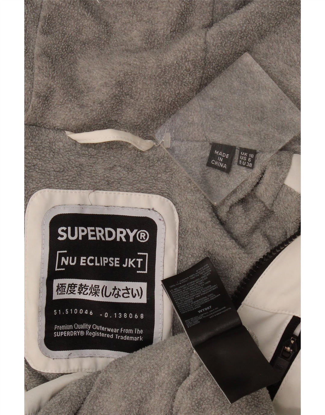 Superdry Veste coupe-vent surdimensionnée à capuche pour femme UK 10 Small Blanc
