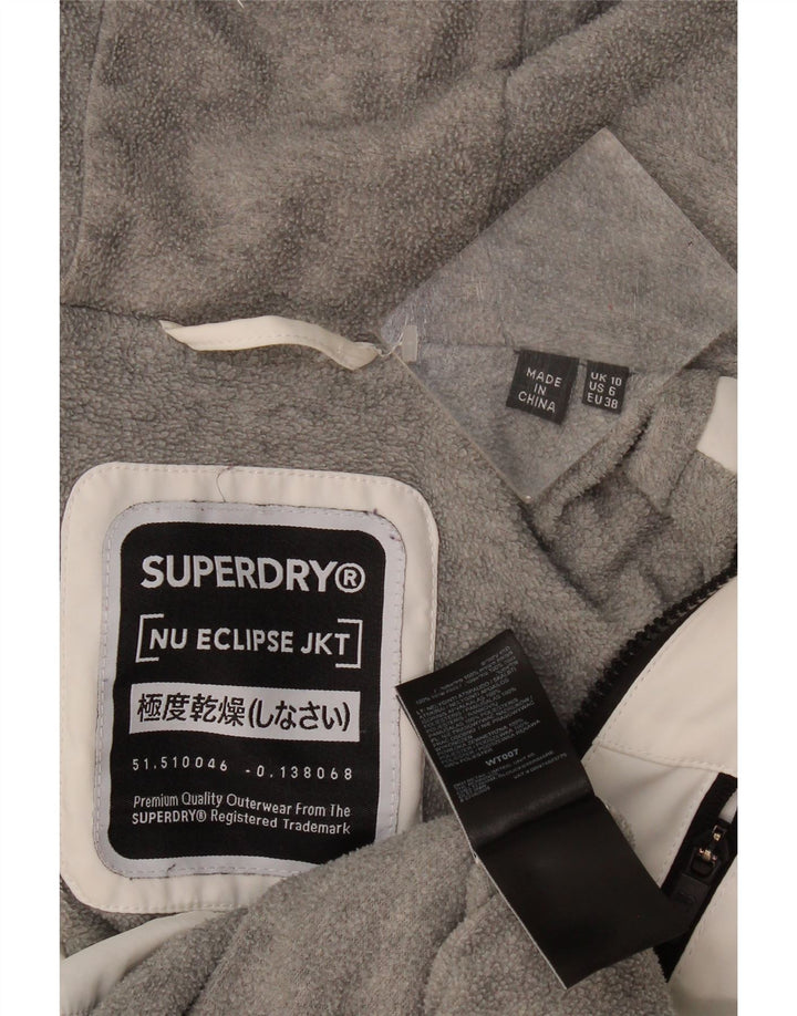 Superdry Veste coupe-vent surdimensionnée à capuche pour femme UK 10 Small Blanc