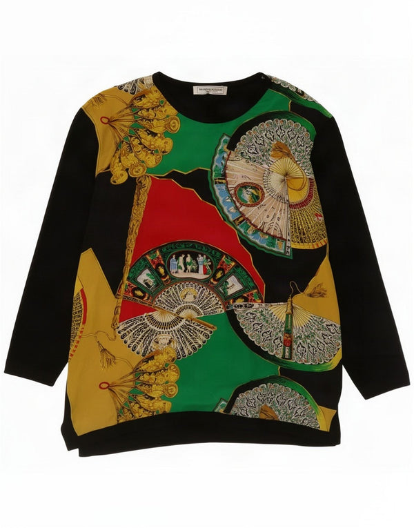 Marina Rinaldi Womens Abstract Pattern Top Long Sleeve UK 16 Large Black