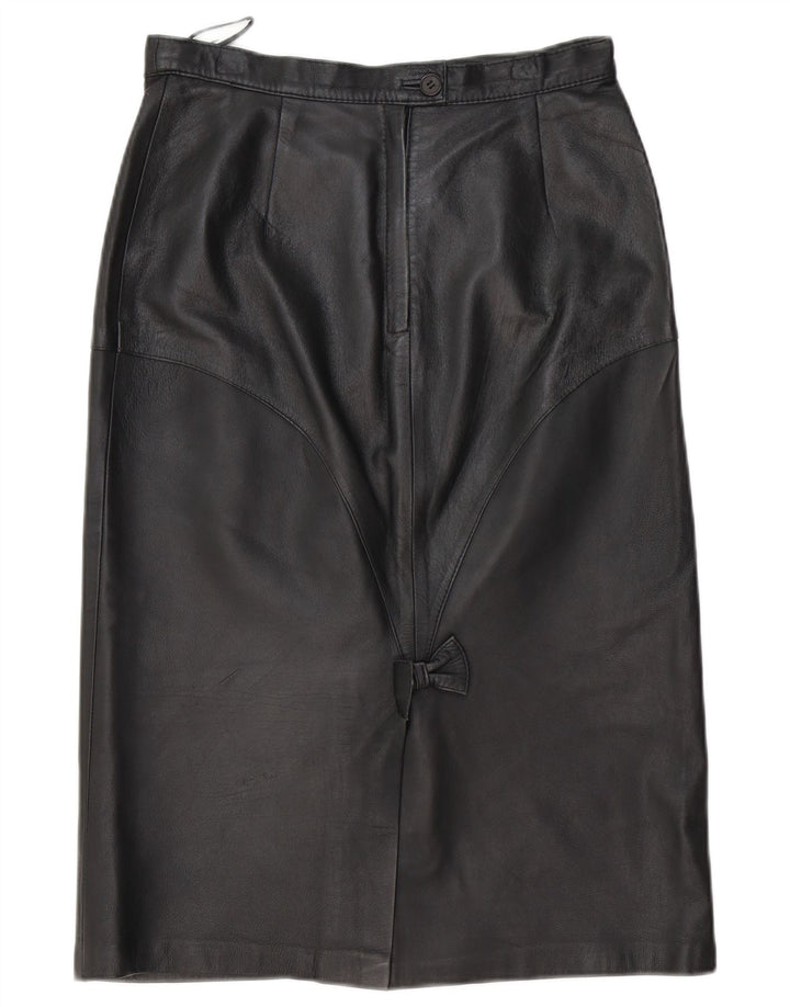 jupe en cuir femme vintage EU 40 Moyen W30 Cuir Noir