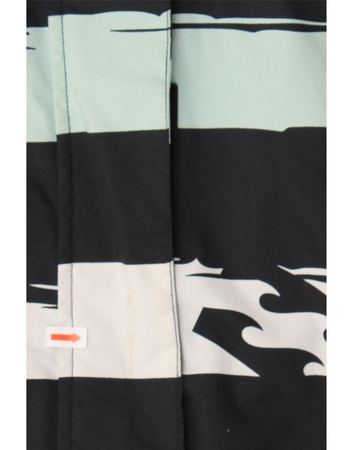 BILLABONG Womens Graphic Windbreaker Jacket UK 10 Small Black Striped Vintage Billabong and Second-Hand Billabong from Messina Hembry 