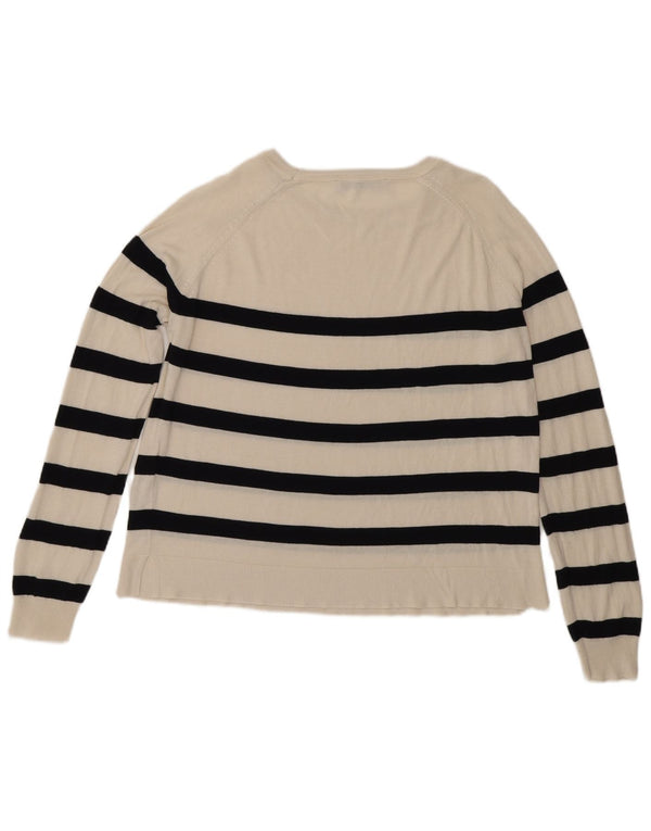 Zara Pull col bateau pour femme UK 14 Medium Off White Rayé Viscose