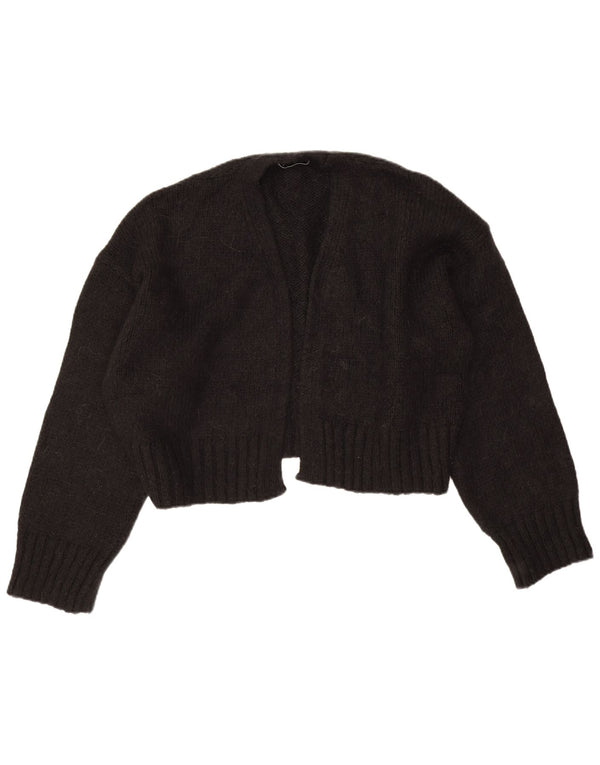 Zara Womens Oversize Crop Open Cardigan Pull UK 16 Grand Acrylique Noir