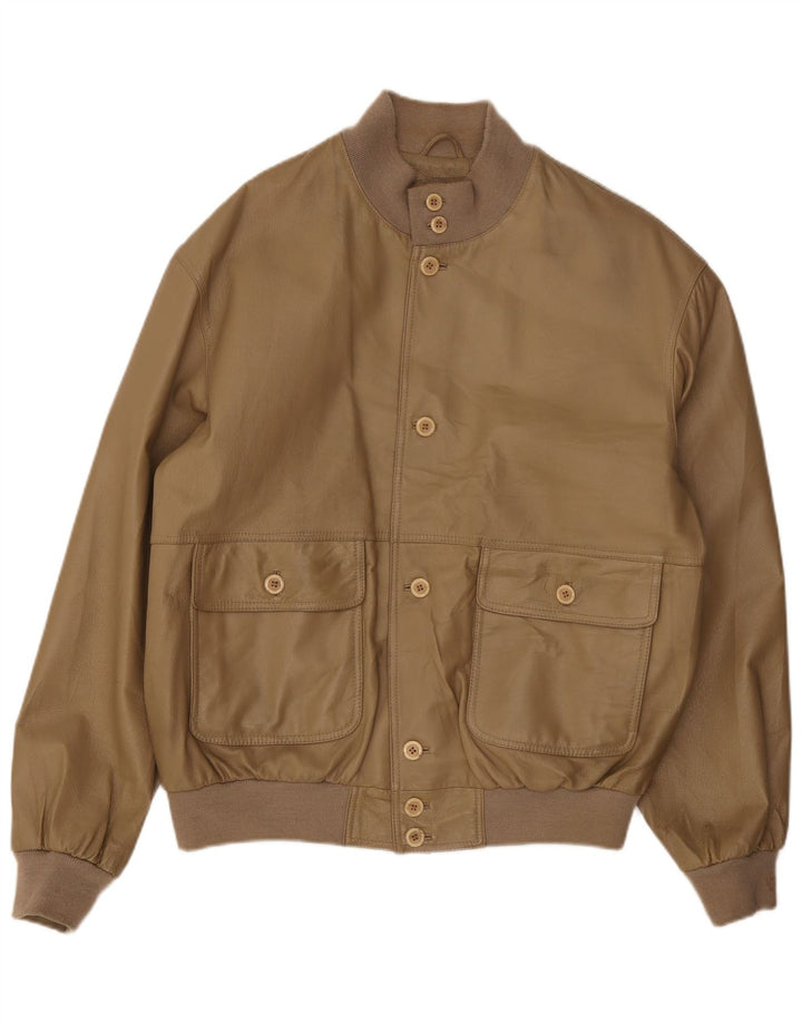 veste bomber en cuir homme vintage UK 42 XL Beige