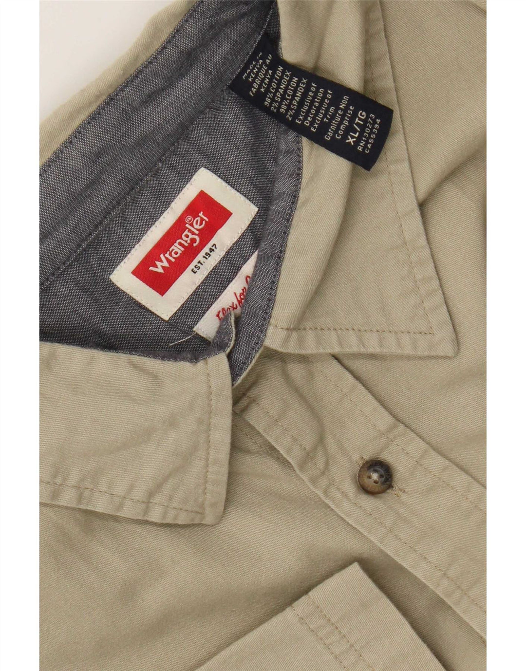 Wrangler Chemise à manches courtes pour homme XL Coton kaki